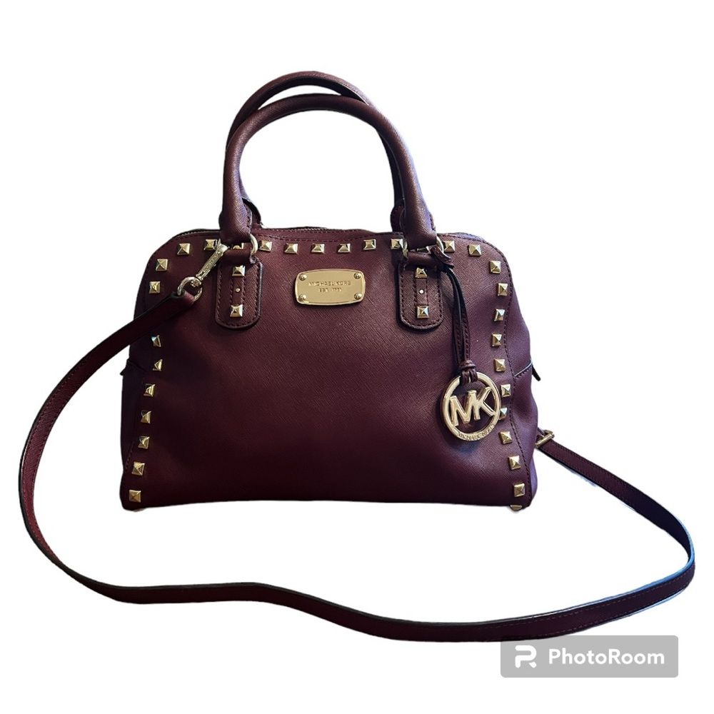 Michael Kors Sandrine satchel burgundy leather handbag